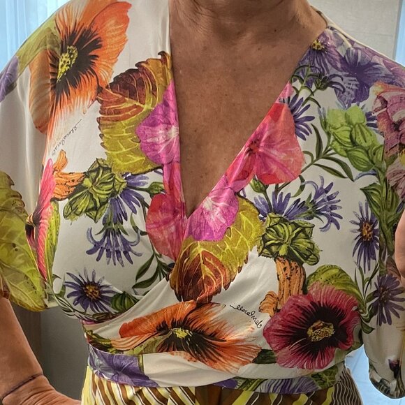 CAVALLI cocktail dress wrap floral size 12 - Picture 4 of 6